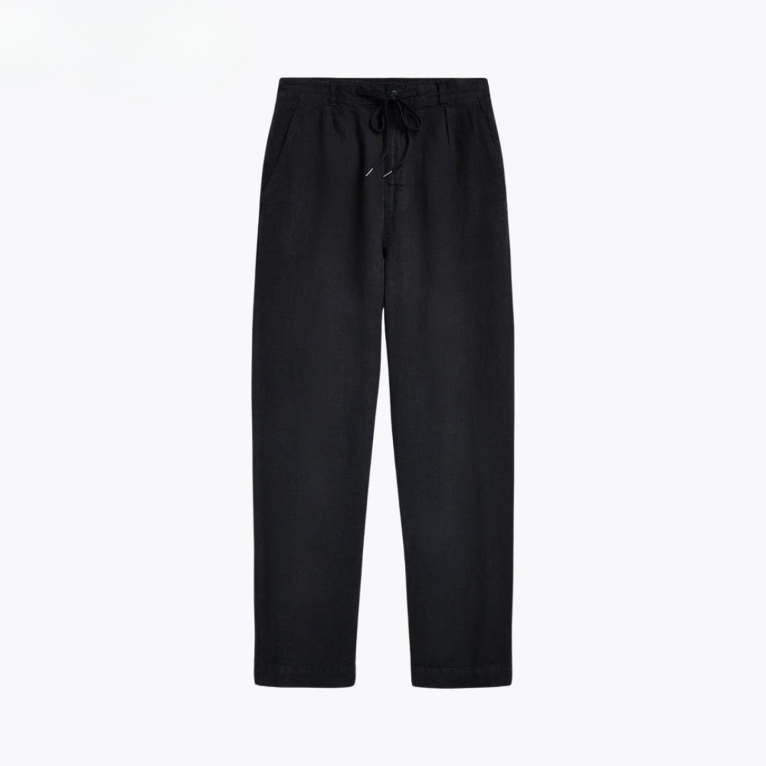 Lateef Relaxed Fit Leinenfaltenhose