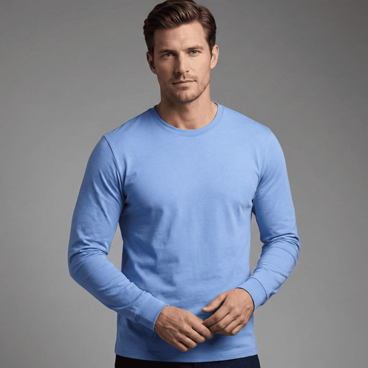 Classic Fit Weiches Baumwoll-Rundhals-T-Shirt