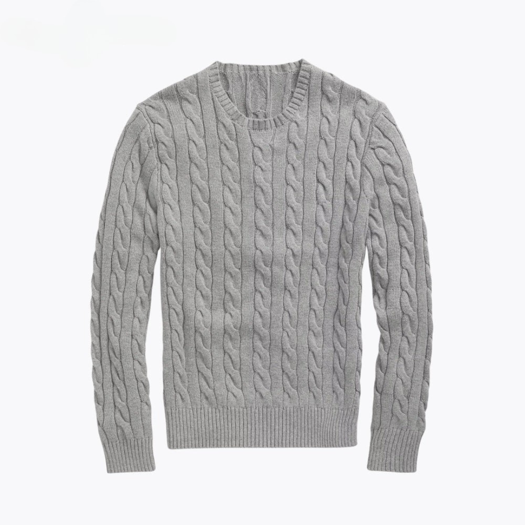 Zopfstrick-Baumwollpullover