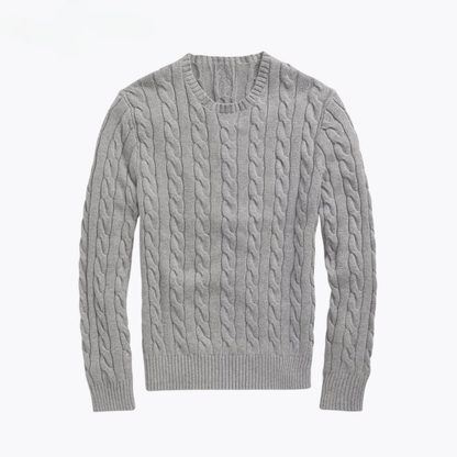 Zopfstrick-Baumwollpullover