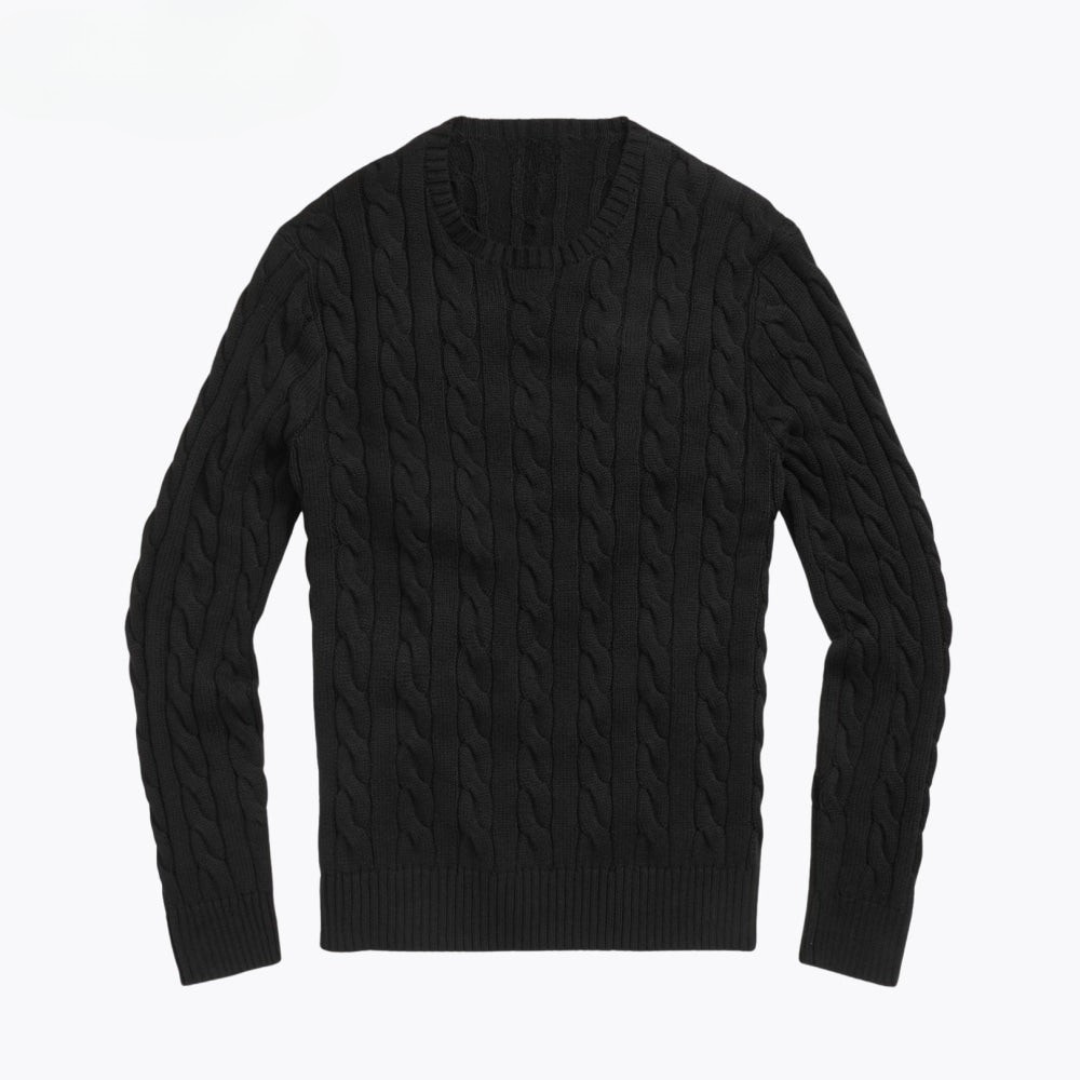 Zopfstrick-Baumwollpullover