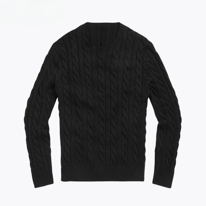 Zopfstrick-Baumwollpullover